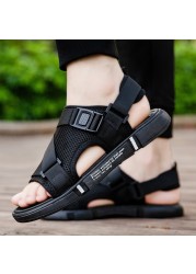 Summer New Sports Men's Sandals Man Slippers Buckle Strap Leisure Fashion Flats Slides Breathable Air Mesh Beach Shoes for Male