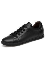 Simple black sneakers leather shoes men white sneakers male flat shoes soft sole breathable men's shoes