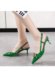 Pointed toe stiletto women's shoes 2022 spring and autumn trend high-quality pumps green patent leather high-heeled shoes women