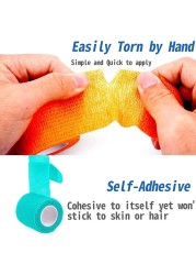 1pc Disposable Self-adhesive Colorful Latex Medical Wrap Athletic Tape To Handle Tightening Tube Of Tattoo Accessories