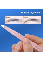 LLANO Eyebrow Tweezers Removal Makeup Tools Stainless Steel Slanted Eye Brow Clip Fine Hair Puller Face Care Eyebrow Scissors