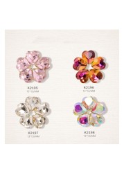 10pcs/lot 3D Nail Art Love Hearts Flowers Shapes AB Side Rhinestones Nail Tips Decorations