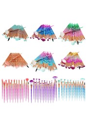 20pcs/set Colorful Swirl Makeup Brush Powder Eyeshadow Blush Blending Beauty Foundation Cosmetic Tools