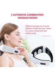 Electric Neck Massager Back Pulse 6 Modes Energy Control Far Infrared Heating Pain Relief Health Care Tool Relaxation Machine