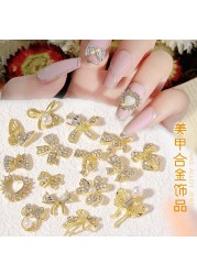 3pcs new nail art butterfly combined with gold jewelry hollow metal love rhinestone super flash butterfly nail decoration drill