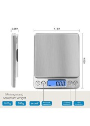 ميزان رقمي LCD بدقة 0.01g/0.1g, 500g/3000g، مقياس الكتروني صغير لقياس الوزن بالجرام، لخُبز الشاي