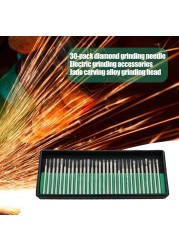 30pcs Shank Diamond Grinding Burr Needle Point Engraving Carving Polishing Glass Jade Stone Drill Bit Set Rotary Tool