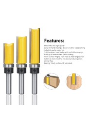 XCAN 8mm Shank Flush Trimming Router Bit Pattern Bit Upper Lower Bearing 5/8" Blade Template Wood Mills Cutter Carpenter