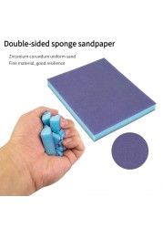 5pcs Double-sided sponge sand block blue sand sponge sand block sponge emery sanding and polishing abrasive tools