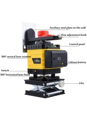 16 خط 4D 360 جهاز تسوية بالليزر مستوى الليزر مستوى ليزر أخضر التسوية الذاتية أداة قياس عمودية أفقية