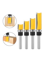 NXWIND 4pcs 1/4 Shank D1/2 Template Trim Pattern Router Bit Woodworking Milling Cutter for Flush Cleaning