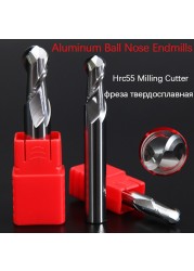 HRC58 2 3 4mm tungsten carbide steel 2 flute aluminum ball nose end mill cnc milling cutter cutting tools for profile shaping