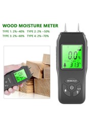 Professional Two Pins Digital Wood Moisture Meter 2-70% Leaf Timber Moisture Portable Tool LCD Display Timber Moisture Detector