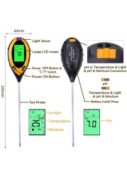 Soil PH Tester, 3/4 in 1 pH Light Moisture Acidity Tester Soil Tester Moisture Meter Soil Test Kit Plant for Flowers