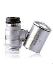 Mini UV Pocket Microscope Glass Jewelry Magnifying Glass 60x LED Drop Shipping