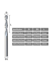 XCAN 10pcs Diameter 2.0mm 2 Flute Flat End Mill 3.175mm Shank Spiral Router Bit CNC Micro End Mills Carbide Milling Cutter