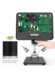 Andonstar AD208S Digital Microscope, 8.5 inch LCD Display, 5X-1200X, 1280*800, 1080P Adjustable Range, Soldering Tool with 2 Fill Lights