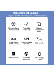 ترمومتر ليزر عدم الاتصال مقياس الحرارة الأشعة تحت الحمراء بندقية مقياس الحرارة الرقمية 600 ℃ LCD مقياس الحرارة ℃/℉ إنذار الضوء