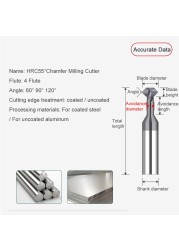 Tungsten carbide steel chamfering cutter 60 120 90 degree up and down double-sided machining coated milling cutter chamfering tools