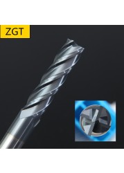 ZGT Endmills Alloy Tungsten Carbide Steel Milling Cutter End Mill HRC50 4 Flute 4mm 6mm 8mm 10mm 12mm Metal Cutter Metallurgy Tools