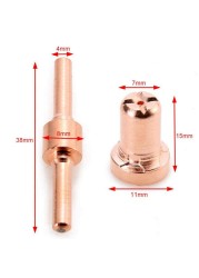 20/40/60pcs Red Copper Consumables Extension Long Tip Electrodes and Long Nozzles for PT31 LG40 40A Air Plasma Cutter