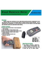 9V Wood Moisture Meter Digital LCD 0-99.9% Two Pins ABS Wood Wood Moisture Humidity Tester Timber Moisture Detector