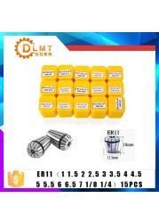 15pcs High Carbon Steel ER11 Spring Collet 1-7mm With ER11A Extension Rod Motor Shaft HolderInner 4mm 5mm 6mm 6.35mm 8mm