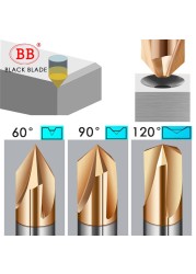 BB-Cipper carbide chamfering milling cutter, V beveled edge, router groove 60 90 120 degree 2 3 flutes