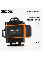 HILDA 12/16 lines 3/4D self-leveling laser level 360 horizontal and vertical cross super powerful green laser level