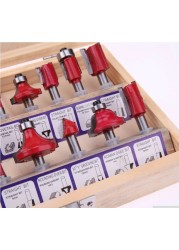 15pcs/set Woodworking Cutting Machines 1/4''/8mm Shank Carbide Router Bits for Wood Cutter Drill Cutting Tools