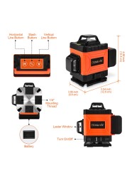 GOXAWEE 360 Laser Level 16/12 Lines 3D/4D Self Leveling Laser Bevel Cross Green Horizontal Vertical Beam for Construction Tools