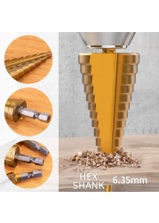 3pcs/set 3-12mm 4-12mm 4-20mm HSS Straight Groove Step Drill Bit Titanium Coated Wood Metal Hole Cutter Core Drill Tool Set