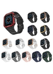 حالة + حزام ل أبل ووتش الفرقة 44 مللي متر 40 مللي متر 38 مللي متر 42 مللي متر سيليكون smart Watch كوريا سوار iWatch سلسلة 7 SE 6 5 4 3 45 مللي متر 41 مللي متر