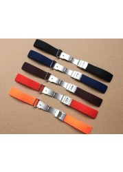 Basic 16mm, 18mm, 20mm, 22mm, 24mm 5 colors new silicone rubber watch strap band deployment buckle waterproof black watchband