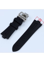 Quality 25mm-9mm Black Blue Soft Rubber Silicone Watches Band for Vacheron Constantin Strap VC Watchband Wristband Folding Buckle