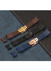 22x20mm Diver & Marine Waterproof Silicone Rubber Watchband Wrist Watch Band Belt for Ulysse Nardin Strap Art Tools Flat