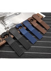 Silicone Rubber Watch Strap, High Quality, Water Resistant, 25 x 12mm, Black, Brown, Blue for Nardin