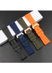 26mm Black Blue Orange Green Silicone Rubber Watchband Replacement for Panerai Strap Pin Buckle Waterproof Watch Accessories