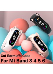 القط الأذن حزام ل شاومي MiBand 3 4 5 6 المعصم حزام بولي TPU استبدال ل شاومي الفرقة 4 5 سيليكون معصمه سوار Mi الفرقة 6 5