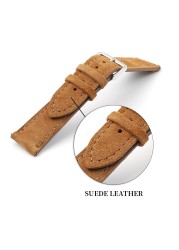 Soft Suede Leather Watch Band 18mm 19mm 20mm 22mm 24mm Blue Watch Straps Stainless Steel Buckle Watch Accessories