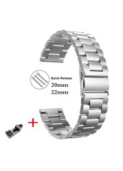 18 20 22mm Watch Band for gear S3 S2 Loop Stainless Steel Bracelet for Galaxy Watch 4 46 42 for Amazfit Bip Huawei GT Strap