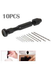 Mini Micro Aluminum Hand Drill Woodworking Drill Rotary Hand Drill Manual With Keyless Chuck HSS Twist Drill Bit Tools