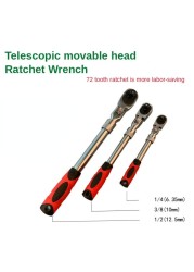 72 Teeth Telescopic Ratchet Spanner Automatic Quick Release Quick 1/4 1/2 3/8 Can Adjust 90 Degree Scaffold Ratchet Handle Wrench