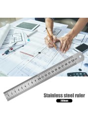 Double Side Stainless Steel Straight Ruler Precision Measuring Tool 15/20/30/40/50cm Ruler Student School Office Supplies