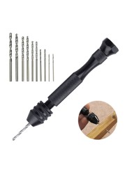 Precision Pin Vise Hand Drill with 20pcs Twist Micro Drill Bits Set Small Hand Drill Rotary Tool for Fruit Ivory DIY Wood