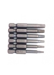 6pcs Set Star Bits Screwdriver Drill Bits Screw Driver Magnetic 1/4" Hex Shank Hand Tools Five-pointed Star Bore Hole 50mm