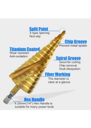 4-12mm 4-20mm 4-32mm HSS Straight Groove Step Drill Bit Wood Metal Hole Cutter Core Drill Power Tool Kit Drill Tool