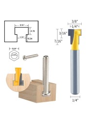 2pcs 1/4" Shank Keyhole Router Bit Set T-Slot Milling Cutter Hex Bolt Key Hole Bits for Wood Woodworking Tools