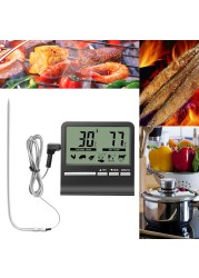 Digital Kitchen Thermometer LCD Display Long Probe for BBQ Oven Food Meat Cooking Alarm Timer Measuring Tools