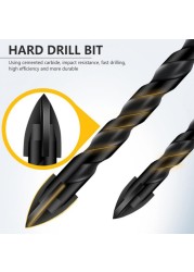 3-12mm Drill Bits Set Ceramic Cup Concrete Hole Brick Opener Carbide Hexagonal Cross Four Blades Twist Drill Bits Woodworking